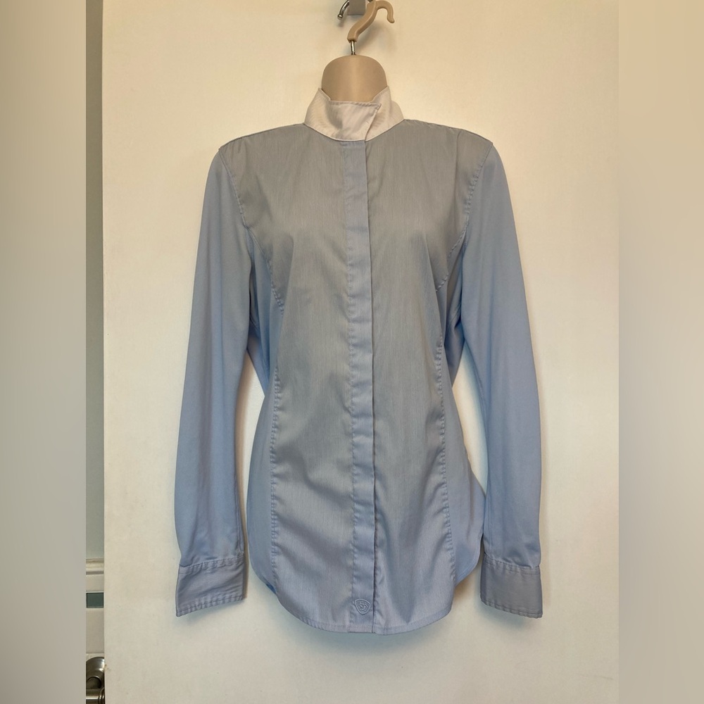 Ariat Pro Series English riding show shirt Sz Women 34 (small) Light Blue mesh